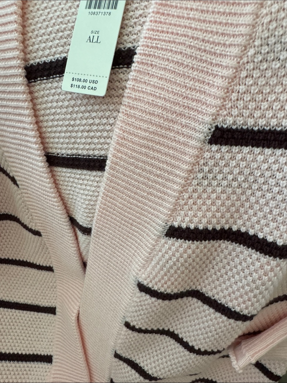 Anthropologie Light Pink Cardigan with Black Stripes - Picture 5 of 7